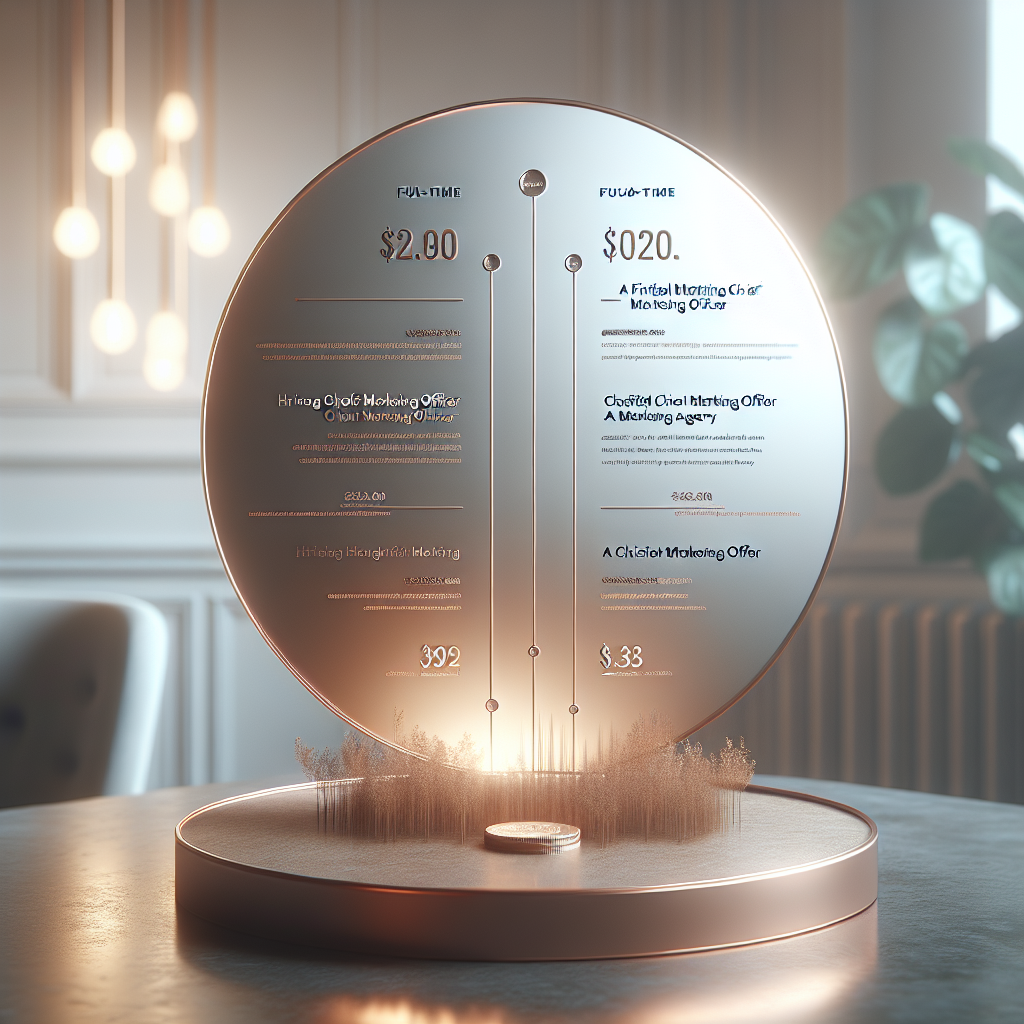 A visual comparison chart showing the cost differences between hiring a full-time CMO, a Fractional CMO, and a marketing agency.